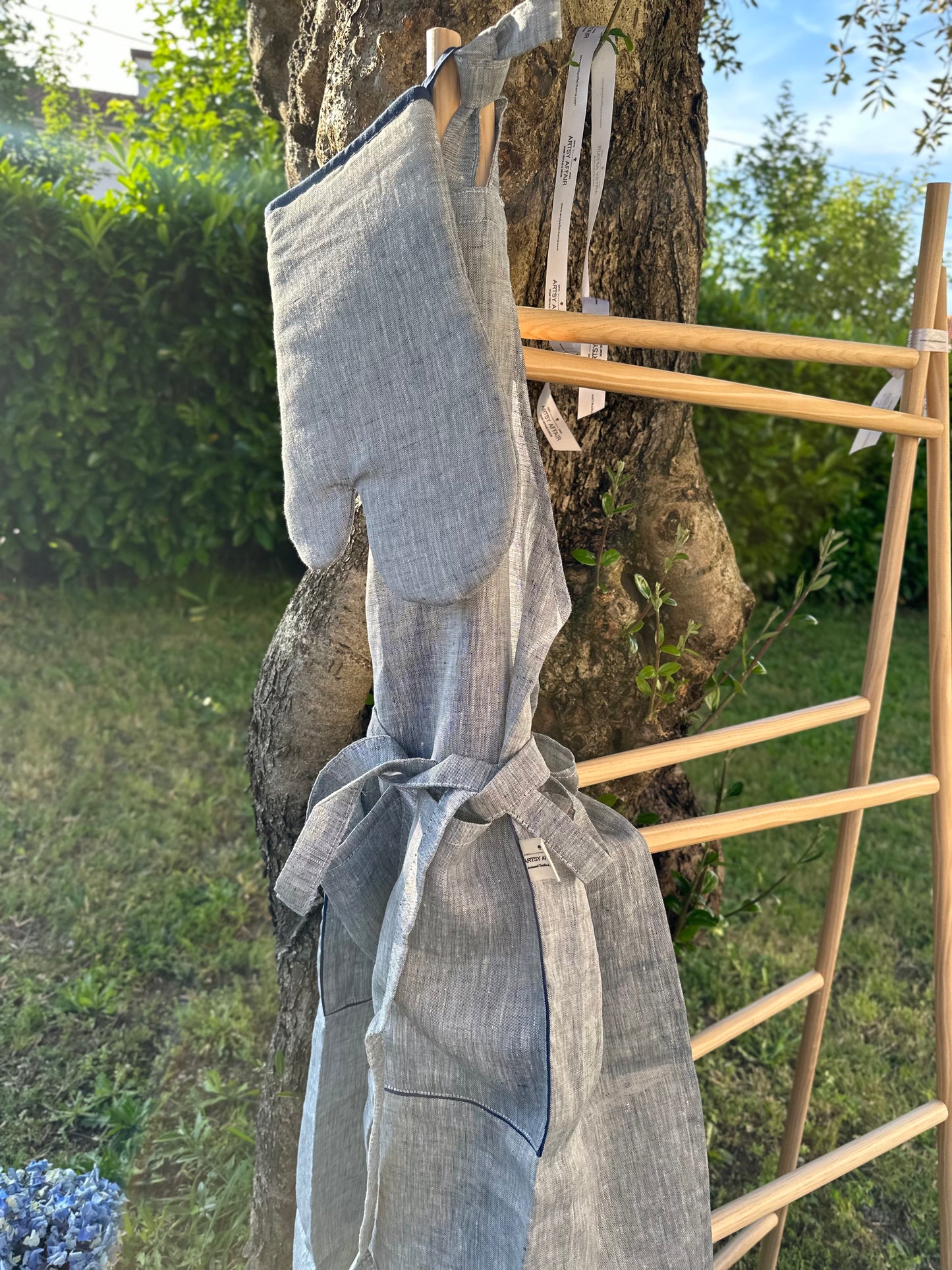 Linen Apron and Glove Set, Various Colors