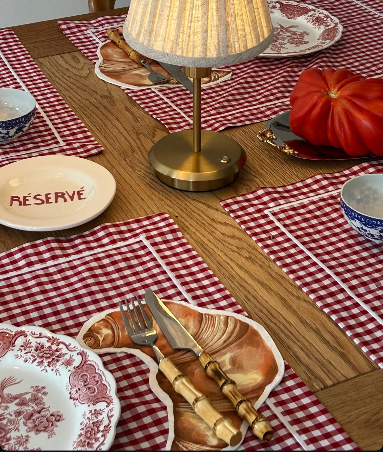 Individuais Vichy, com Rolinho branco