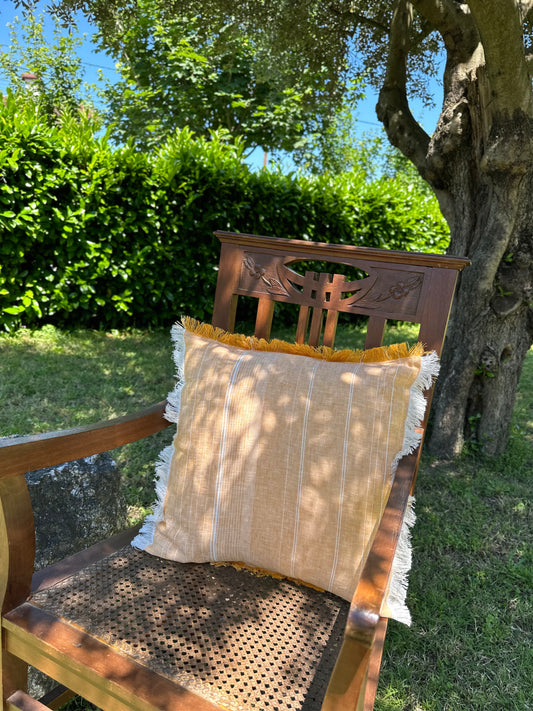 Capa de Almofada de Linho, Laranja Riscas
