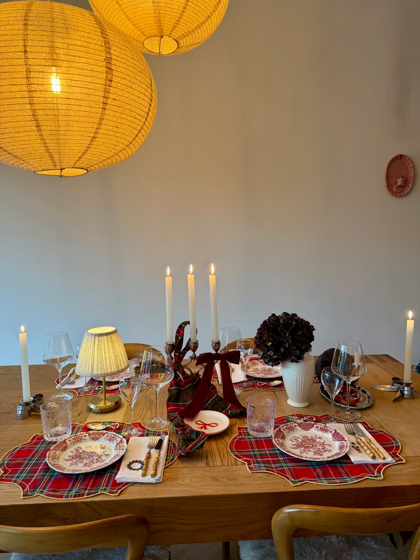 Red Tartan Placemat with Gold Border