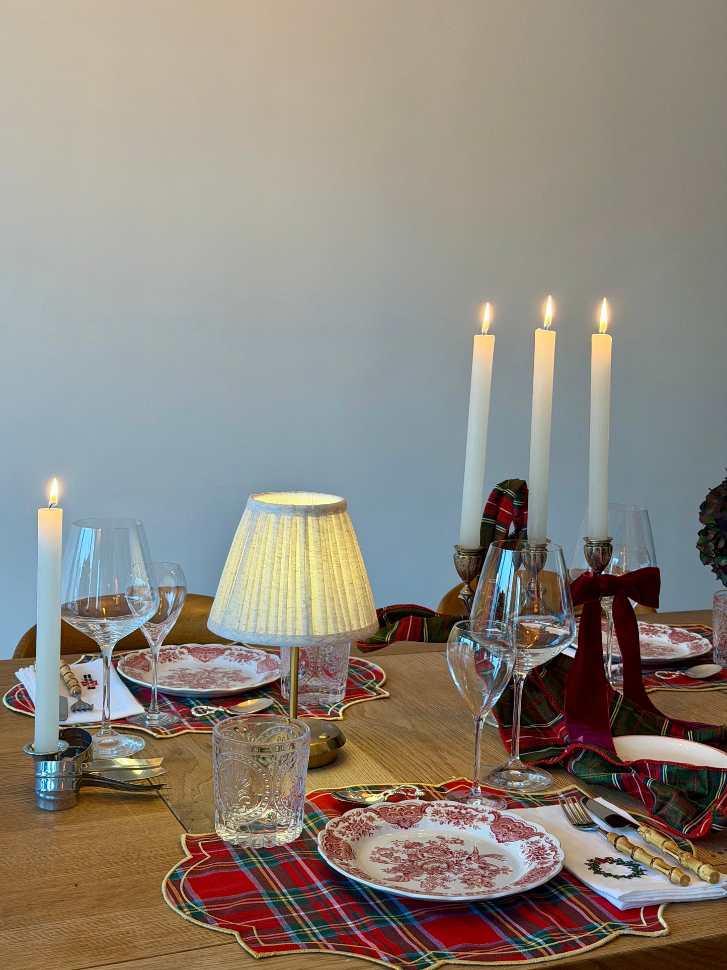 Red Tartan Placemat with Gold Border