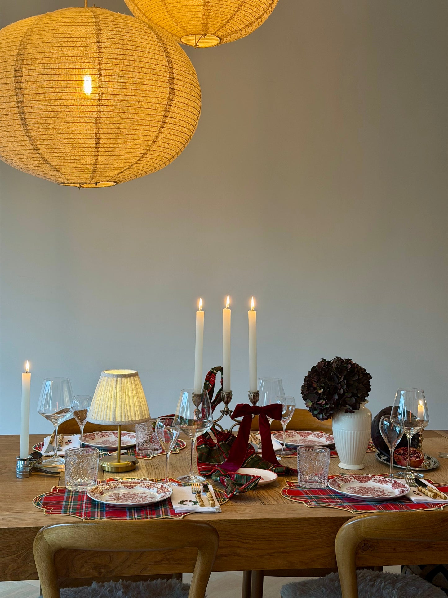 Red Tartan Placemat with Gold Border