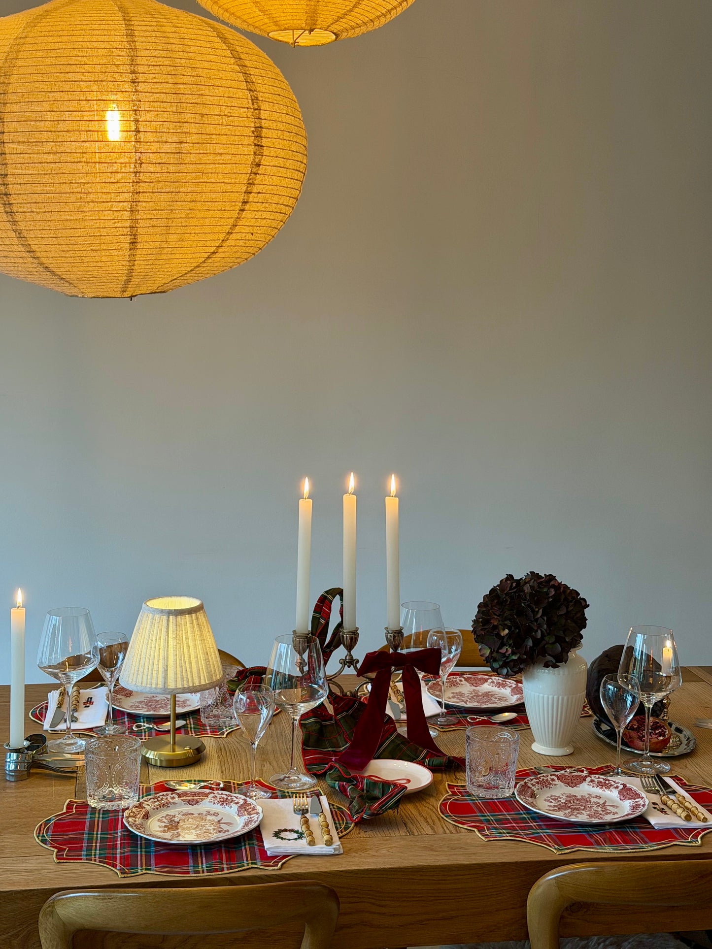 Red Tartan Placemat with Gold Border