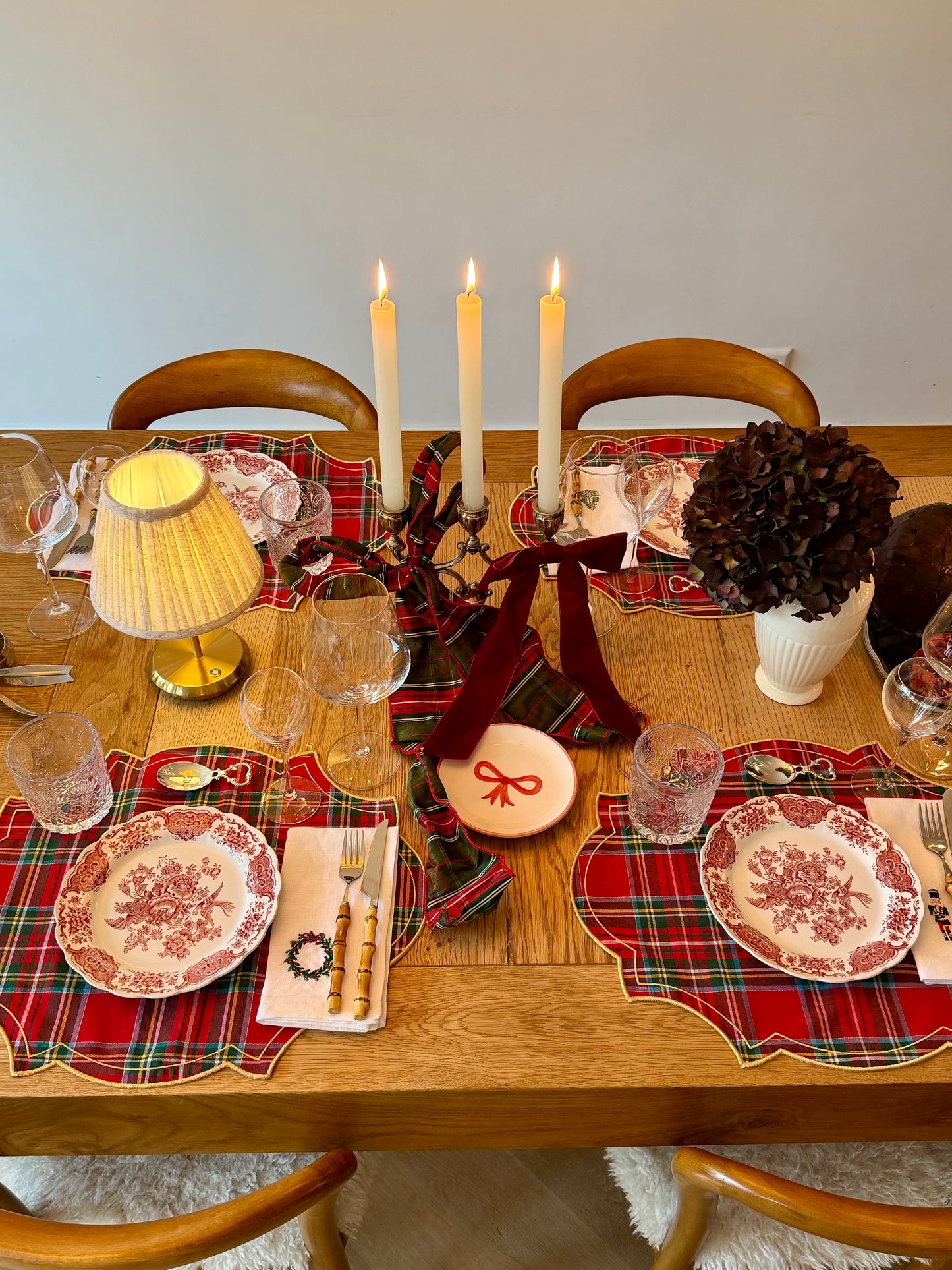 Red Tartan Placemat with Gold Border