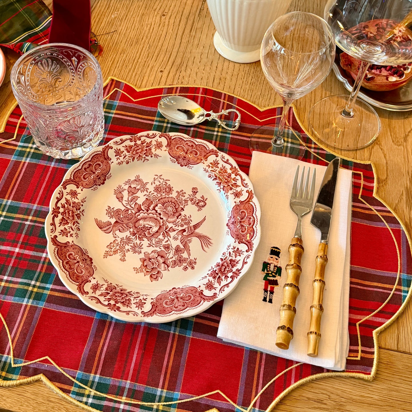 Embroidered Linen Napkin, Toy Soldiers