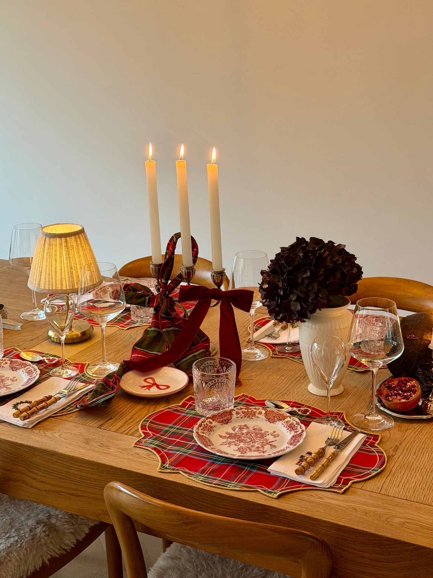 Red Tartan Placemat with Gold Border