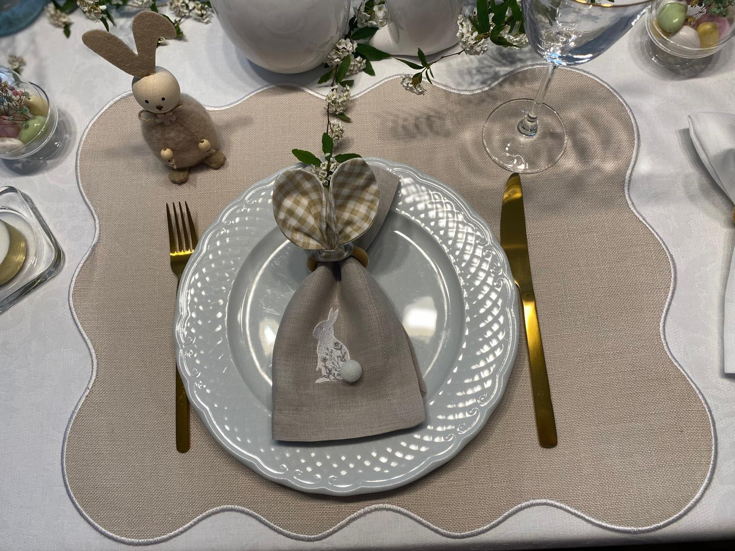 Set de Table en Toile de Jute et Lin Blanc, Amália