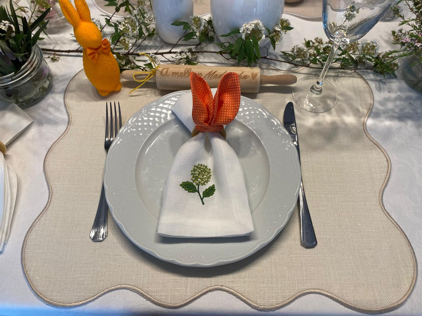 Set de Table en Toile de Jute et Lin Blanc, Amália